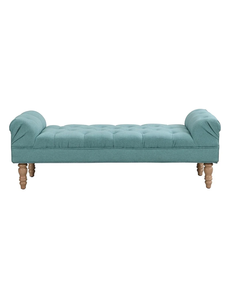 Streamdale Furniture Button-Tufted Upholstered Ottoman Bench with Rolled Arms Dusty Teal