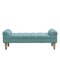 Streamdale Furniture Button-Tufted Upholstered Ottoman Bench with Rolled Arms Dusty Teal
