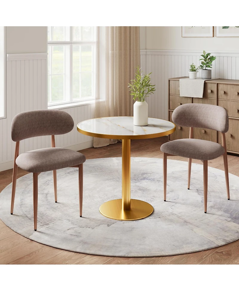 Streamdale Furniture Set of Modern Farmhouse Fabric Upholstered Dining Chairs with Metal Legs