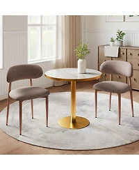 Streamdale Furniture Set of Modern Farmhouse Fabric Upholstered Dining Chairs with Metal Legs