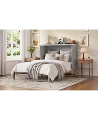 Streamdale Furniture Murphy queen bed with Wooden doors design fake drawers metal legs