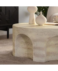 Streamdale Furniture MgO Modern Minimalist Round Accent Coffee Table with Arched Cutout Base