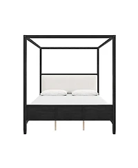 Streamdale Furniture Wooden Canopy Platform Bed with Upholstered Headboard