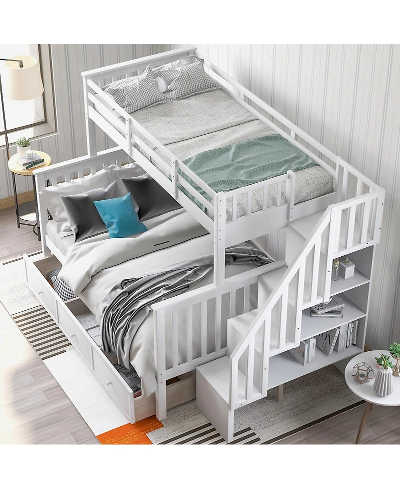 Streamdale Furniture Twin-Over-Full Stairway Bunk Bed with Storage