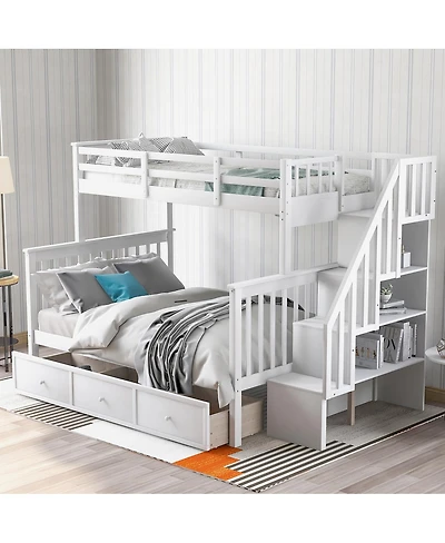 Streamdale Furniture Twin-Over-Full Stairway Bunk Bed with Storage