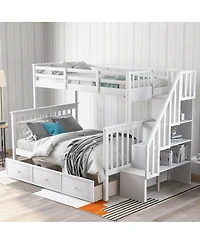 Streamdale Furniture Twin-Over-Full Stairway Bunk Bed with Storage