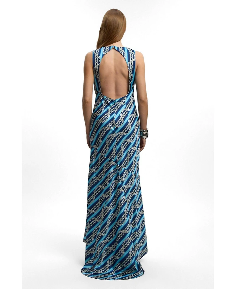 Karen Millen Women's Chain Print Cowl Neck Maxi Dress