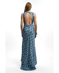 Karen Millen Women's Chain Print Cowl Neck Maxi Dress