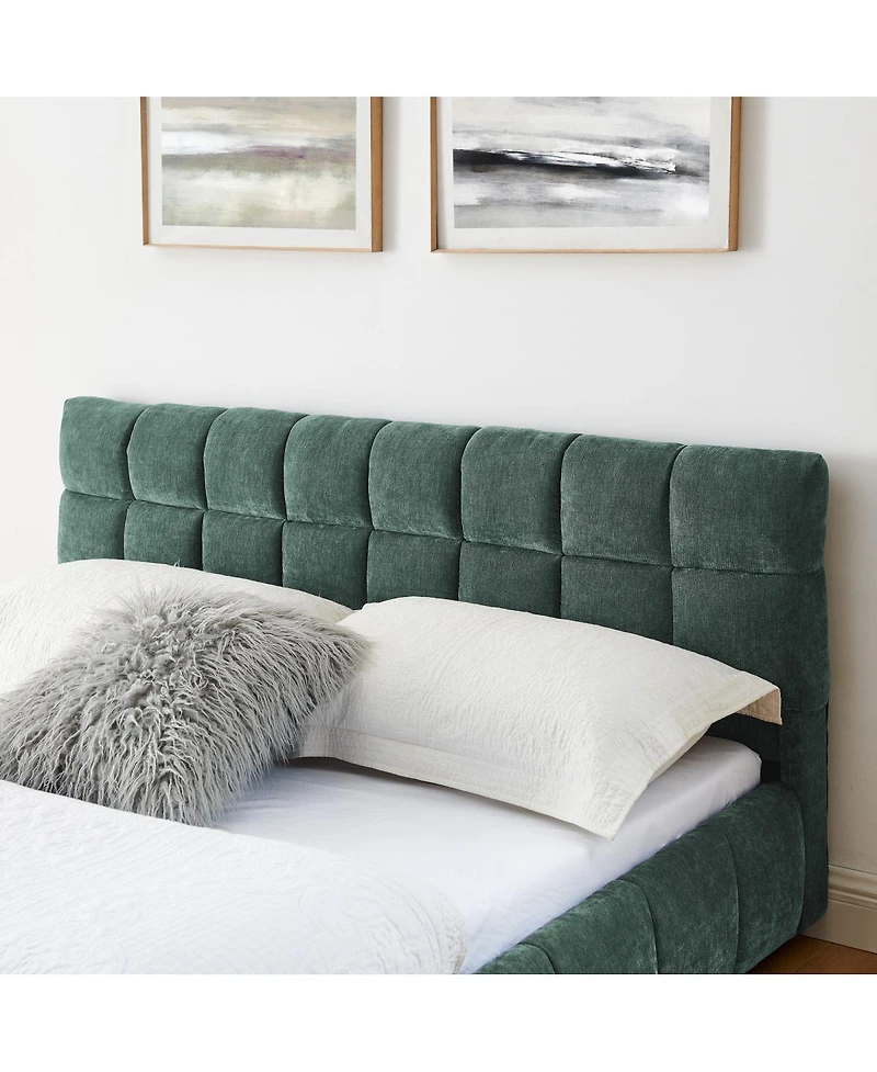 Streamdale Furniture Upholstered Chenille Bed Frame with Storage Drawer