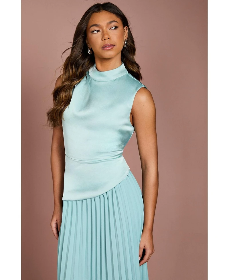 Coast Women's High Neck Pleated Midi Dress
