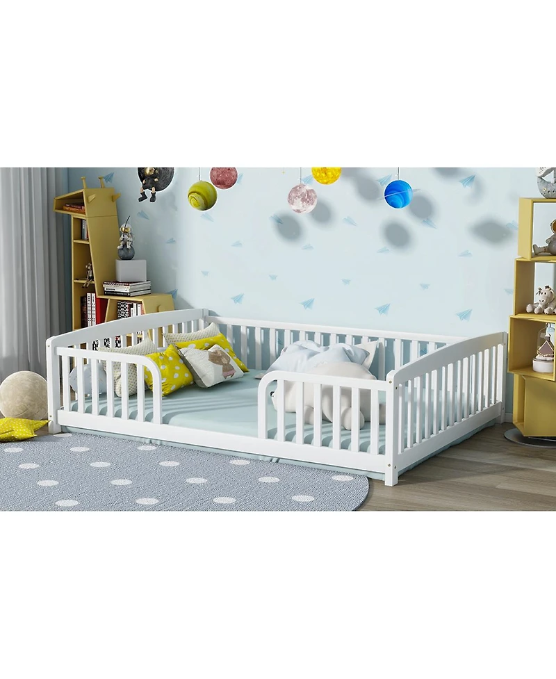 Streamdale Furniture Full Size Floor Fence Bed with Guardrails