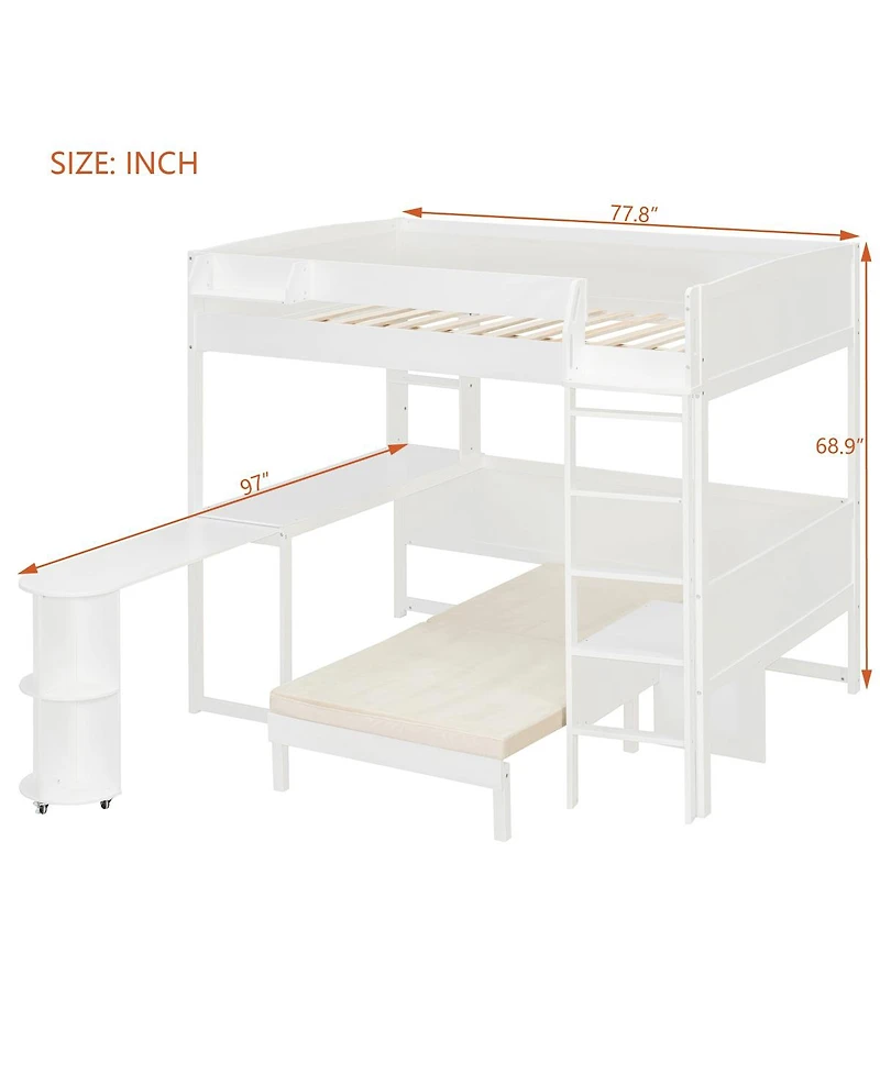 Streamdale Furniture Full Size Daybed with Trundle Three Storage Drawers and Solid Wood Frame