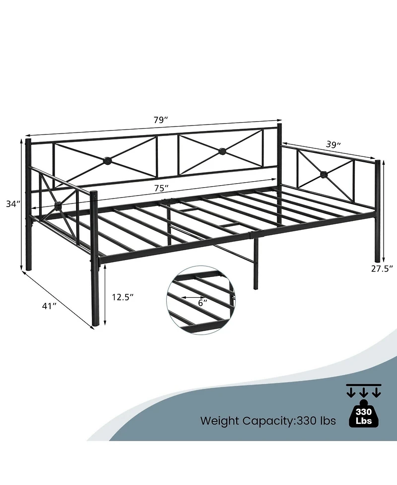 Gouun Metal Daybed Frame Twin Size with Slats