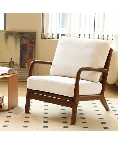 Streamdale Furniture Cute Accent Chair with Solid Wood Legs and Soft Fabric Cushion