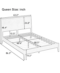 Streamdale Furniture Mid-Century Modern Solid Bamboo Queen Sled Platform Bed Frame