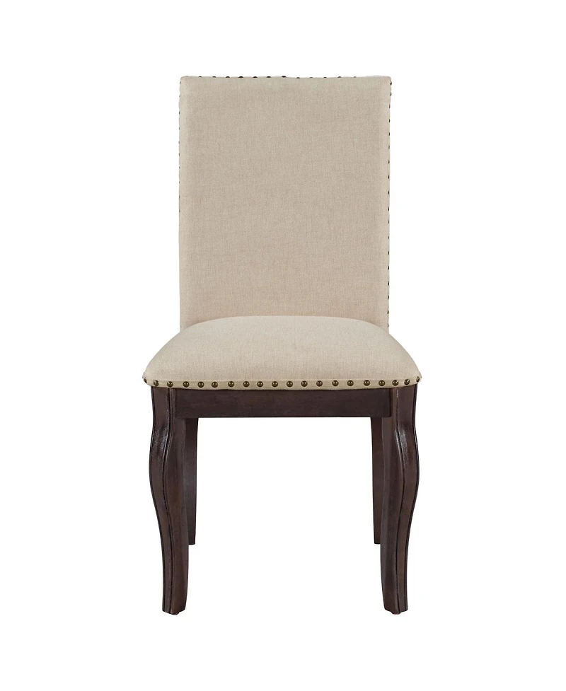 Streamdale Furniture Set of 2 Upholstered Wood Dining Chairs with Nailhead Trim
