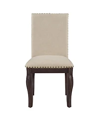 Streamdale Furniture Set of 2 Upholstered Wood Dining Chairs with Nailhead Trim