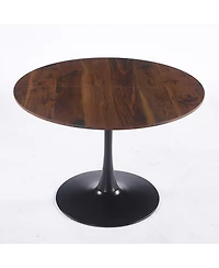 Streamdale Furniture 42.1'' Walnut Round Tulip Pedestal Dining Table for 4-6 People