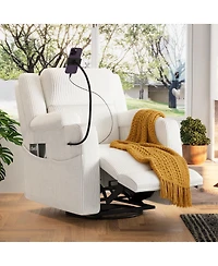 Streamdale Furniture Electric Power Recliner with Heat Massage Swivel and Usb Ports