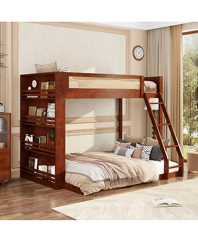 Streamdale Furniture over Full Bunk Bed with Shelf and Led Espresso