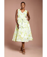 Coast Women's V-Neck Bow Jacquard Midi Dress