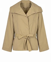 Modenaire Women's Belted Wrap Wide-Lapel Jacket