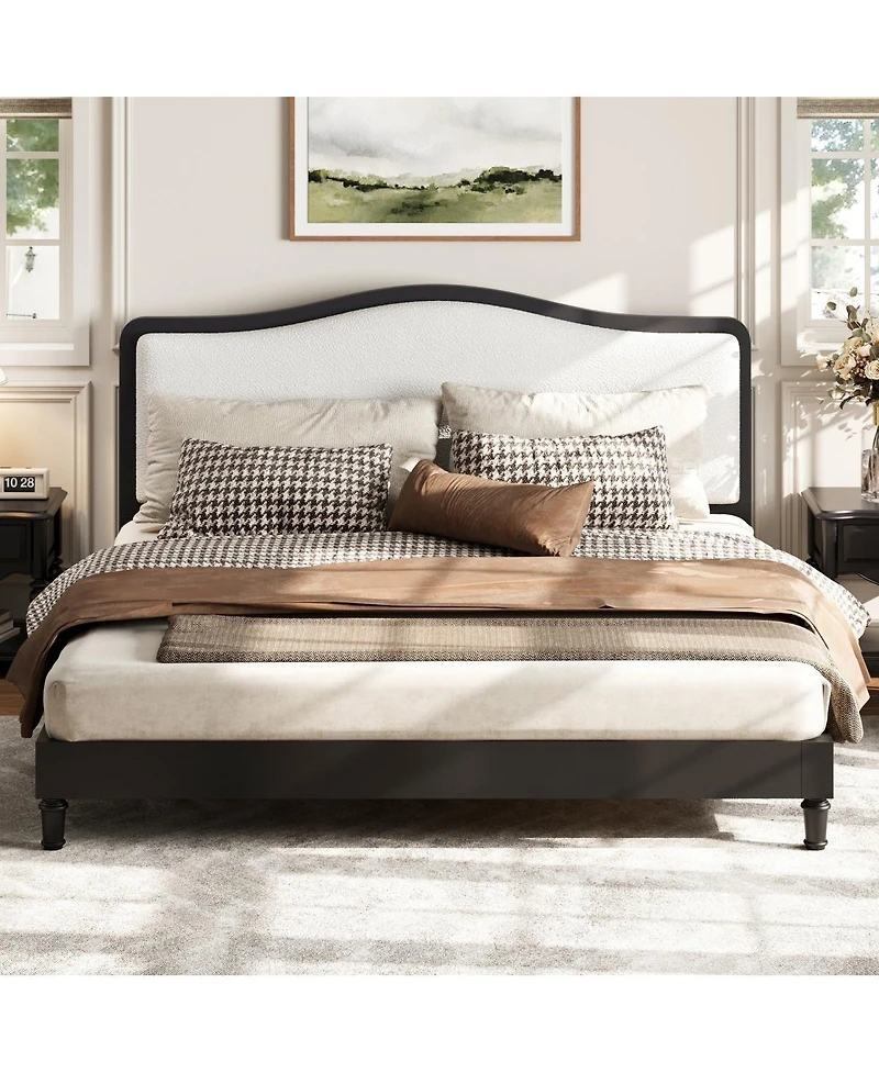 Streamdale Furniture Queen Size Platform Bed with Upholstered Headboard