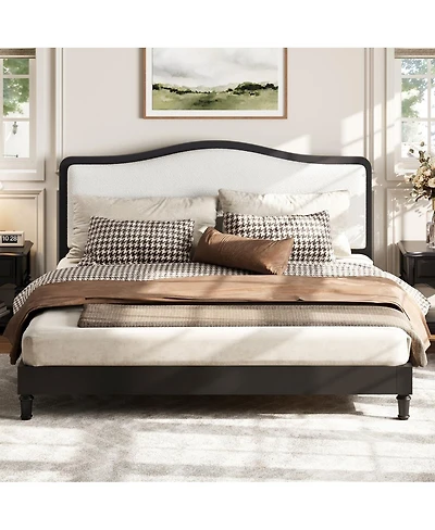 Streamdale Furniture Queen Size Platform Bed with Upholstered Headboard