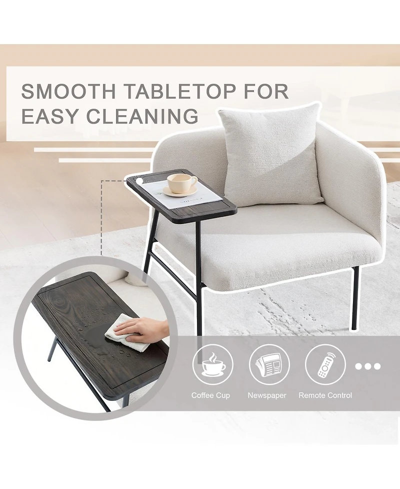 Streamdale Furniture Modern Upholstered Lounge Chair with Side Table and Pockets