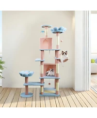 Streamdale Furniture Streamdale 71'' Flower Cat Tree with Large Condo Removable Cushion and Hammock