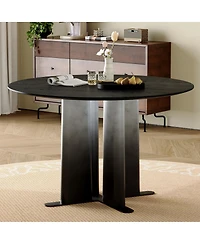 Streamdale Furniture Round Wood Grain Dining Table with Gradient Cross Base