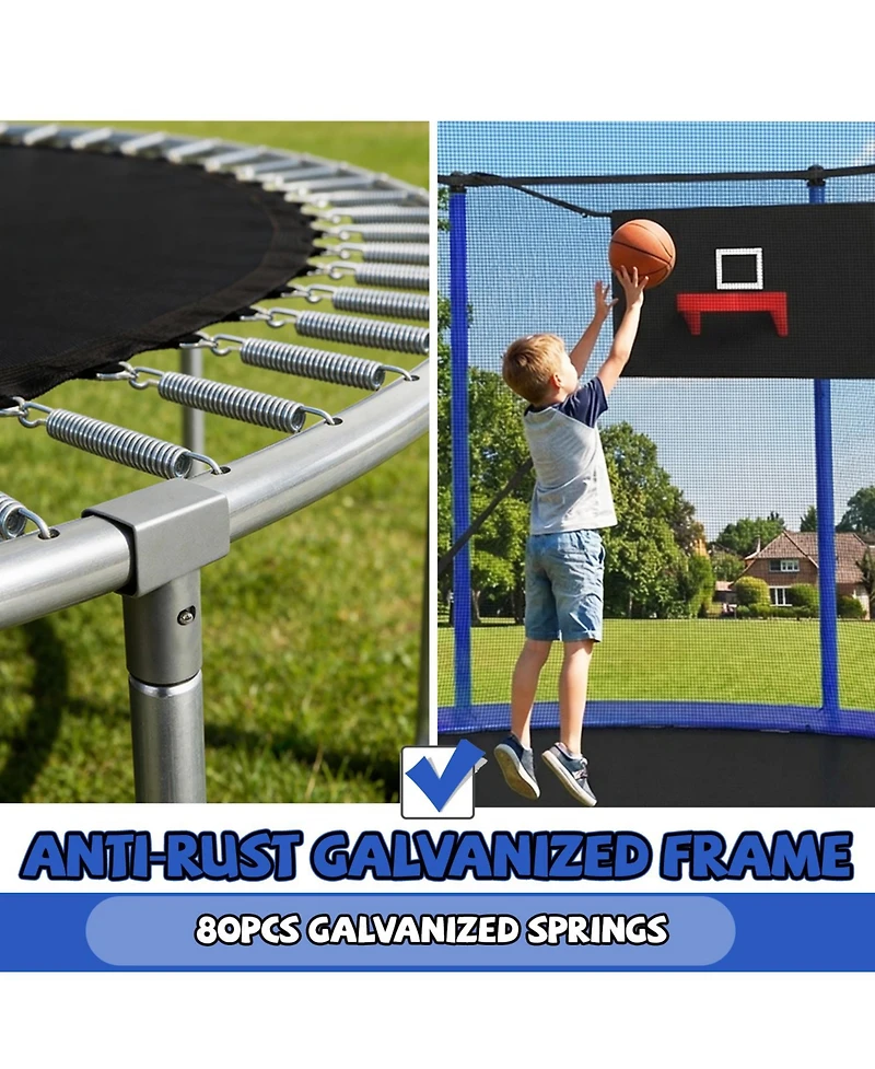 Zeny Classic Trampoline with 5 Legs and Basketball Hoop
