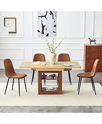 Streamdale Furniture Scalable Dining Table Set with 4 Tech Fabric Chairs 59-71 Inch