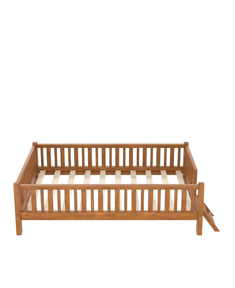 Streamdale Furniture Wood Platform Bed with Guardrail