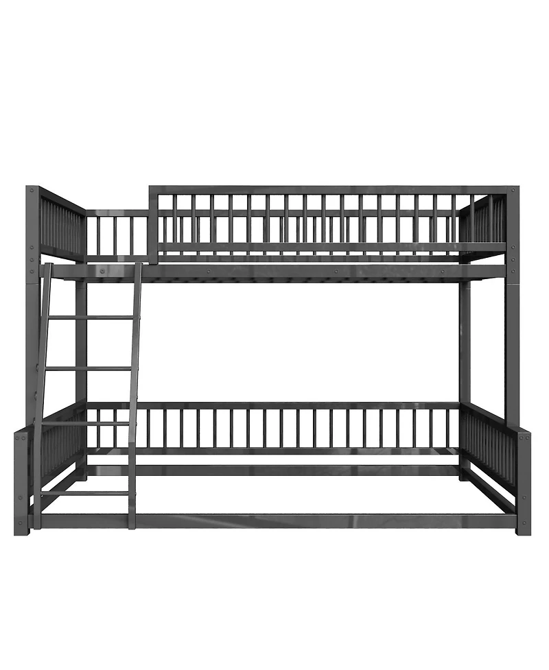 Streamdale Furniture over Queen Floor Bunk Bed with Ladder and Guardrails