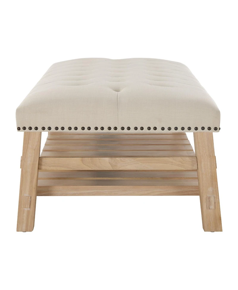 Streamdale Furniture 48'' Tufted Rectangle Ottoman Coffee Table with Storage Shelf and Nailhead Trim
