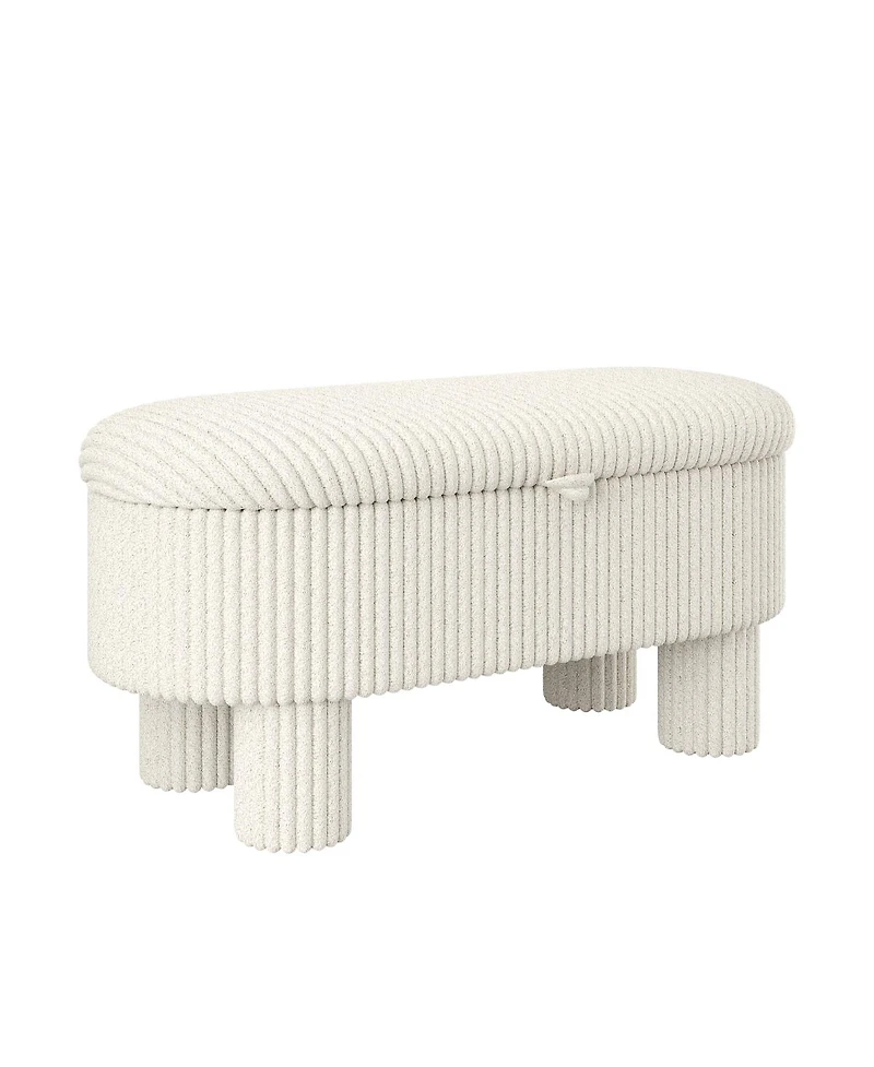 Streamdale Furniture Modern Corduroy Upholstered Storage Ottoman Bench
