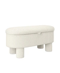 Streamdale Furniture Modern Corduroy Upholstered Storage Ottoman Bench