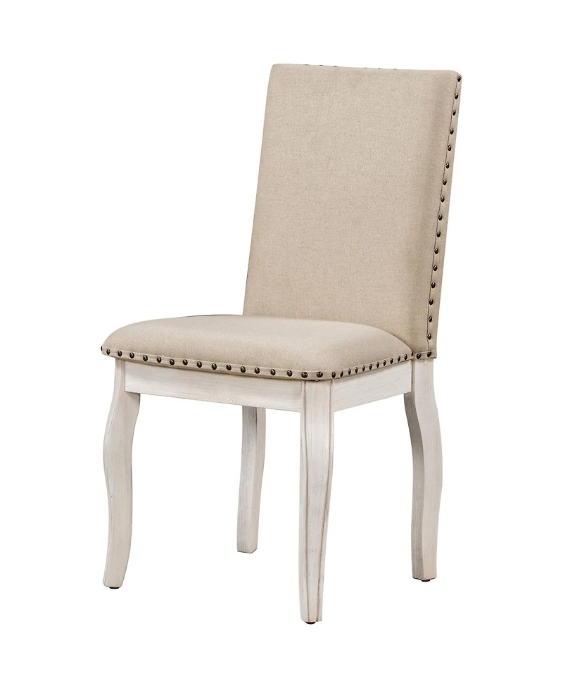 Streamdale Furniture Set of 2 Upholstered Wood Dining Chairs with Nailhead Trim