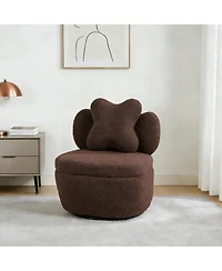 gaomon 360degree(s) Swivel Accent Chair with Storage,Comfy Armchair Teddy Velvet Upholstered Cushion for Makeup, Bedroom, Apartment, Living