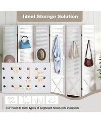Slickblue 67" Foldable Pegboard Room Divider with 6 Panels