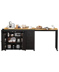 Streamdale Furniture 74.8'' Extendable Kitchen Island with Storage Power Outlet and Rolling Wheels