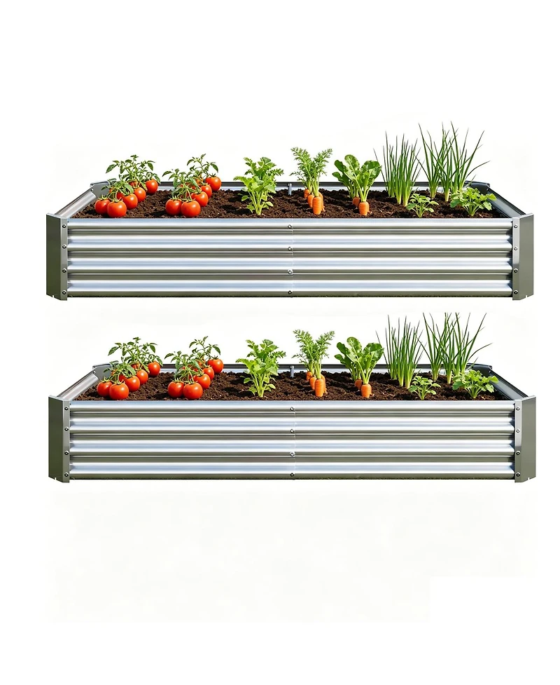 Streamdale Furniture 2-Pieces 6x3x1ft Metal Raised Rectangle Garden Planter Beds