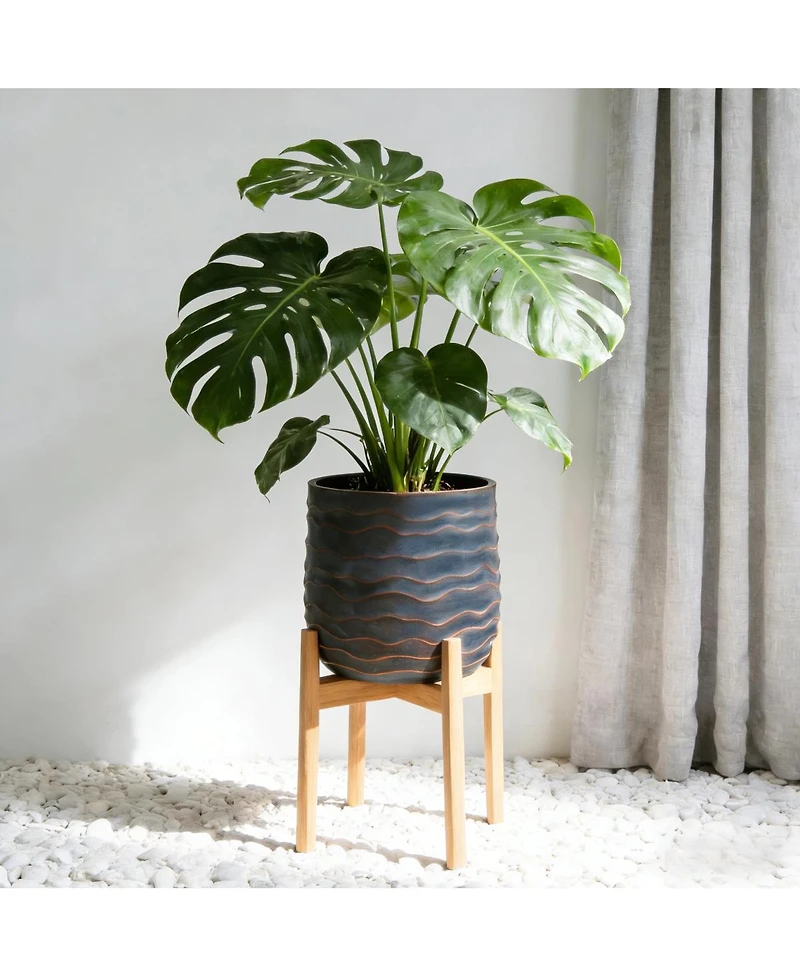 Streamdale Furniture Set of 2 Large Round Magnesium Oxide Planters with Drainage Holes