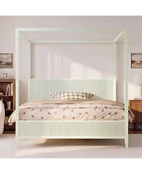 Streamdale Furniture Queen size Wooden Canopy Platform Bed with Support Slats