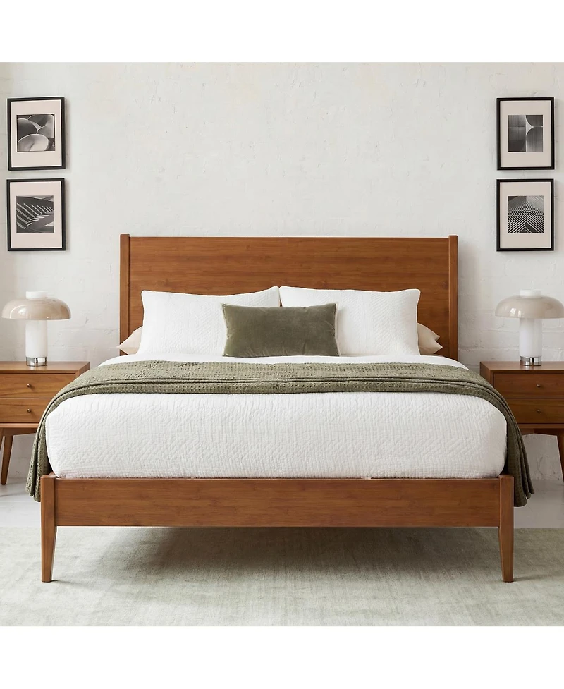 Streamdale Furniture Mid-Century Modern Solid Bamboo King Sled Platform Bed Frame