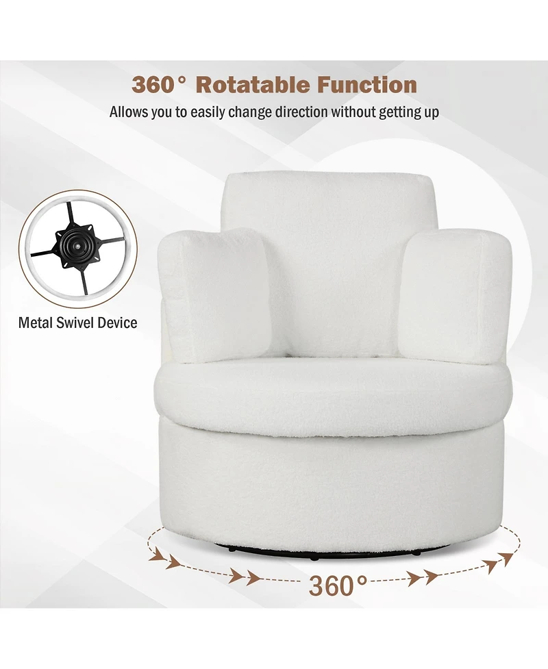 Slickblue Swivel Accent Chair with 360 Degree Rotation and Half Moon Storage Ottoman