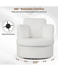 Slickblue Swivel Accent Chair with 360 Degree Rotation and Half Moon Storage Ottoman