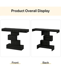 Tribesigns Farmhouse Console Table, 42.5-Inch Narrow Wood Sofa Table Behind Couch with Geometric Base, Table