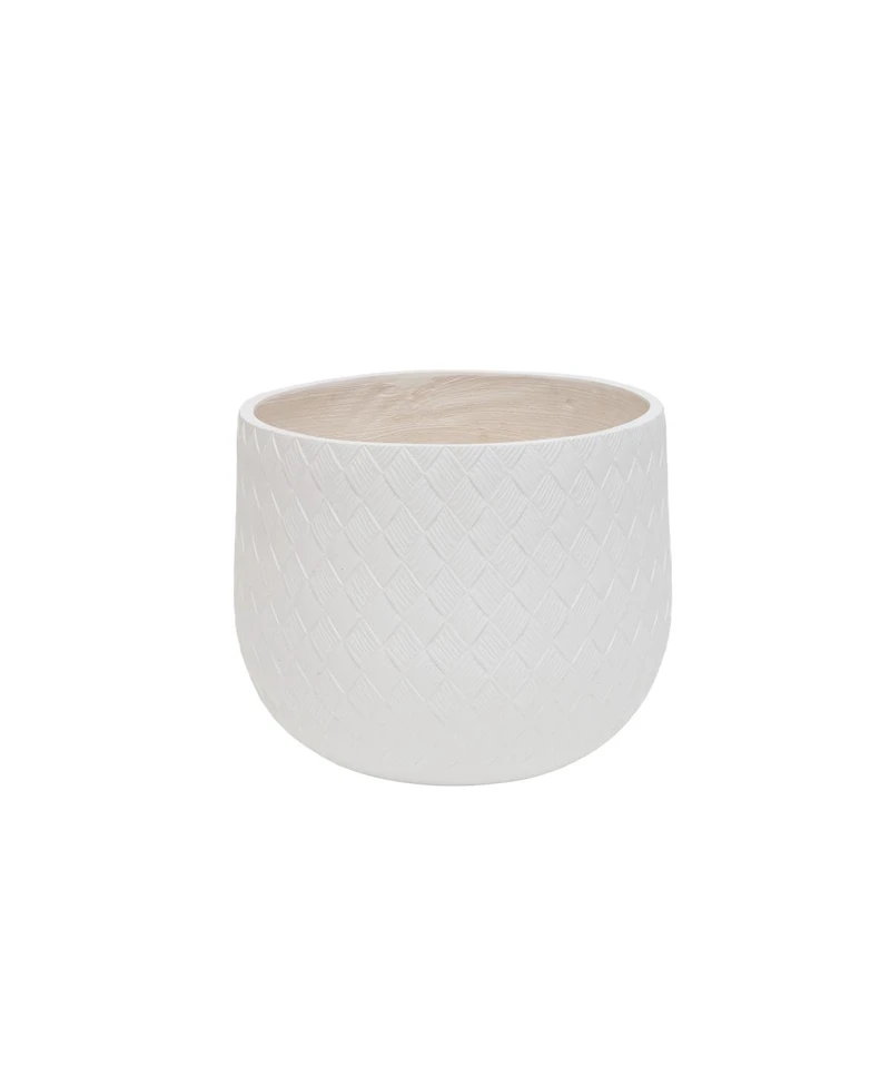 Streamdale Furniture Set of 3 Round Magnesium Oxide Planters with Weaving Pattern